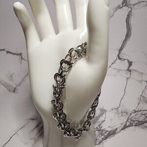 Sterling Silver Elco Double Link Charm Bracelet 8 Inches